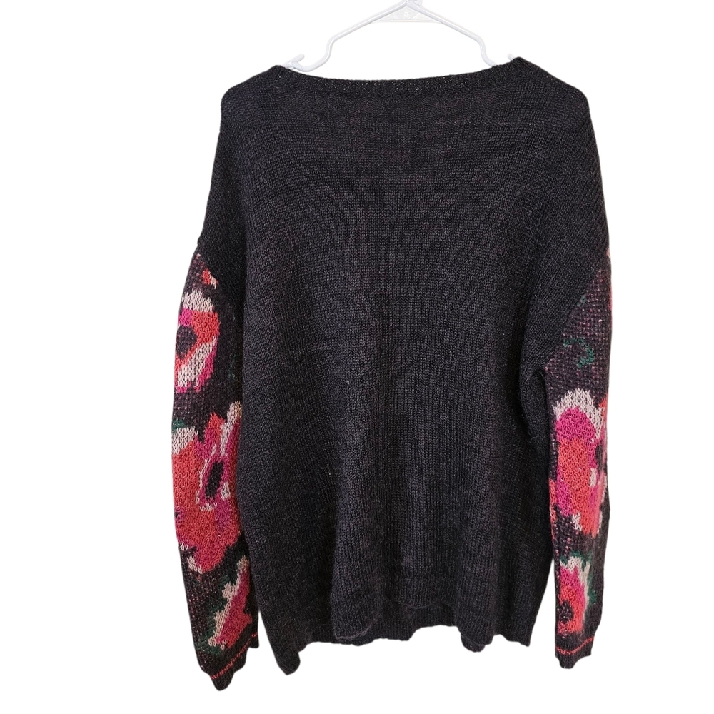 Sundance Lilly Dreams Floral Knit Wool Kid Mohair Eyelash Pullover Sweater - Picture 3 of 8